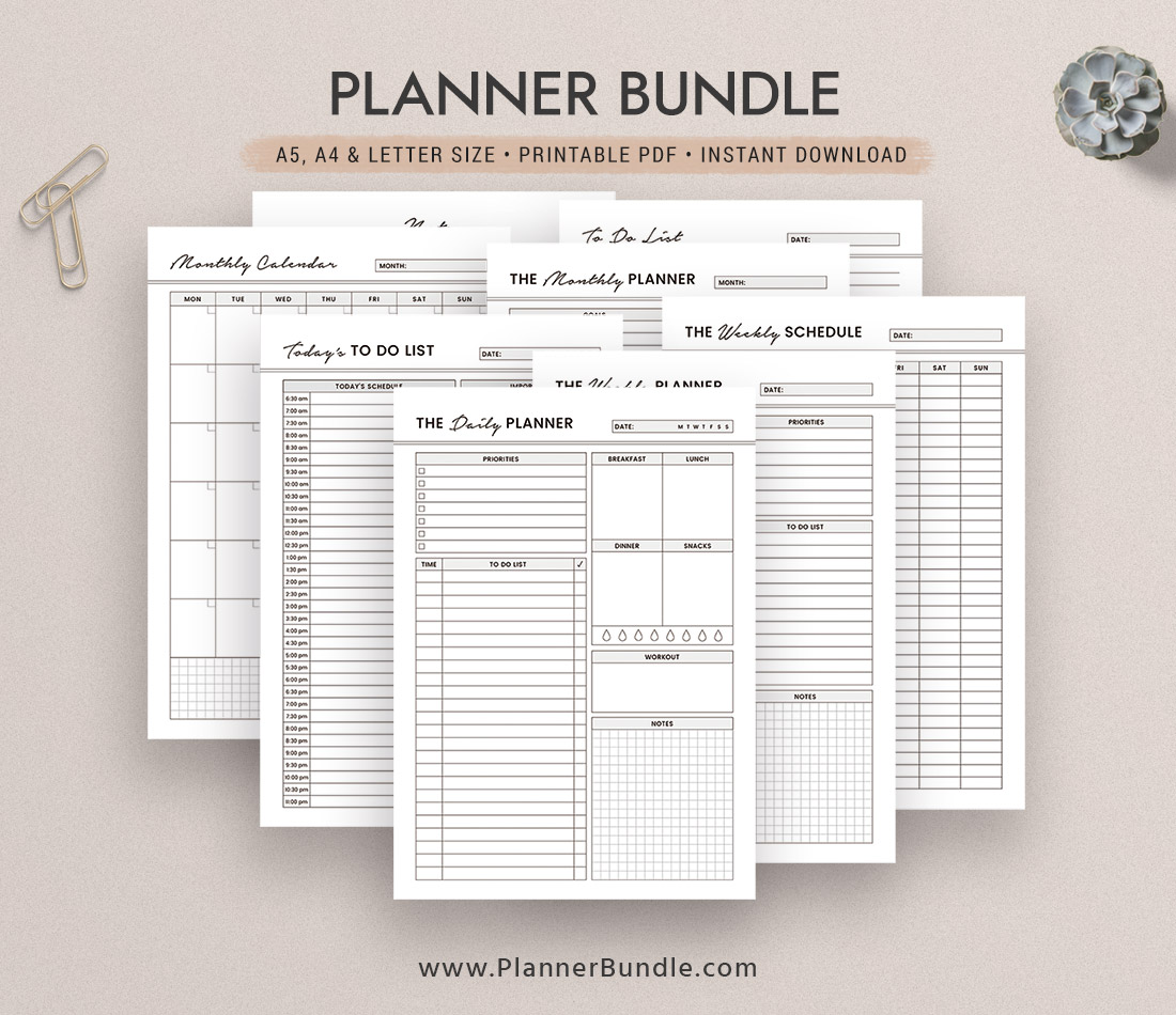 2023 Dated Daily Planner Printable in Letter, A5, A4