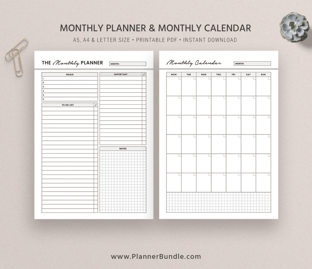 Planner Bundle, Daily, Weekly, Monthly, To Do, Notes, A4, Letter Size ...