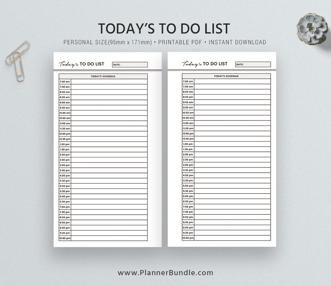 Personal Daily Planner Insert Printable Daily Agenda PDF 